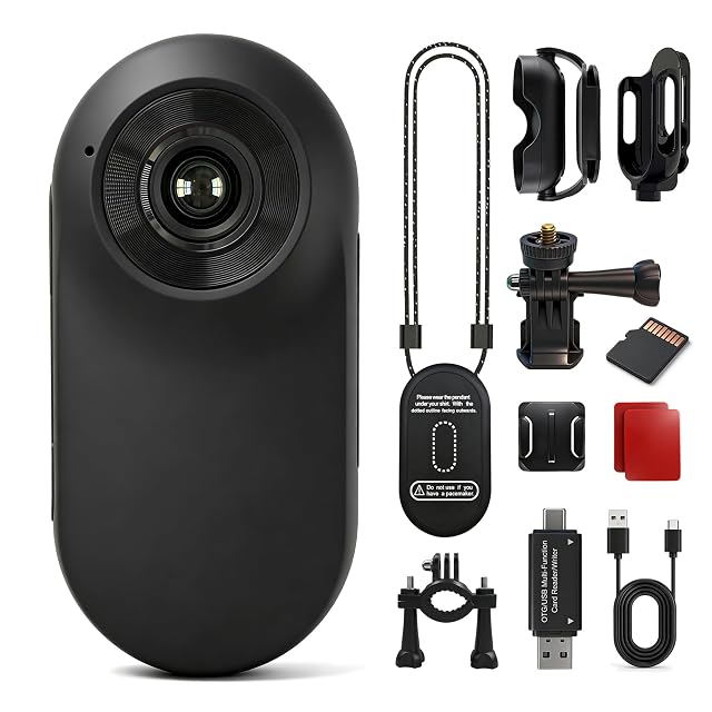 Piccola bodycam nera Frelisty DM100 con clip magnetica e schermo da 1 pollice