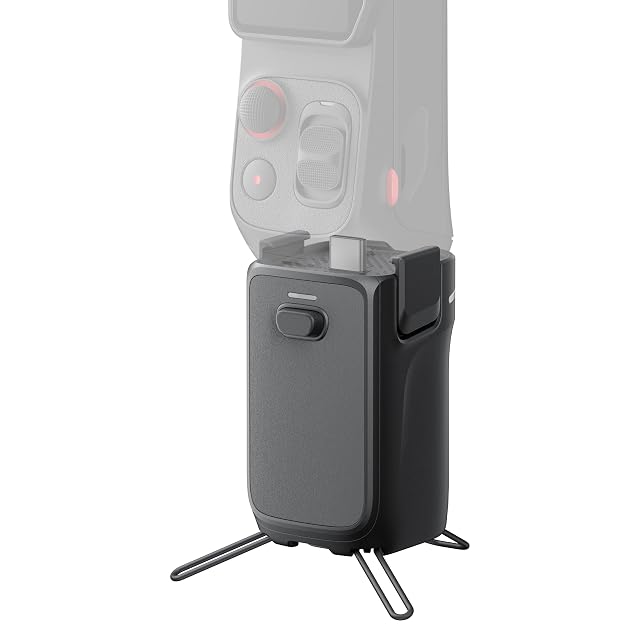 Impugnatura portabatterie Insta360 con le gambe del treppiede integrato aperte