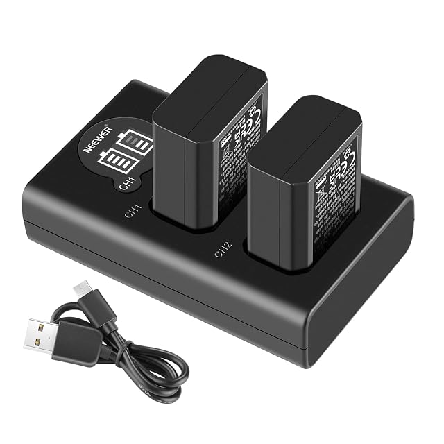 Caricabatterie doppio NEEWER con display LCD e due batterie NP-FW50