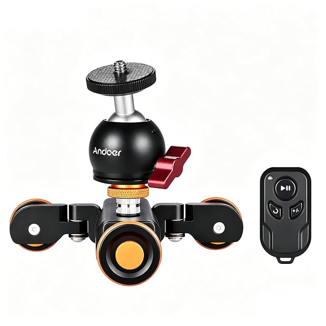 Dolly motorizzato Andoer L4 PRO su tre ruote con telecomando wireless e testa a sfera