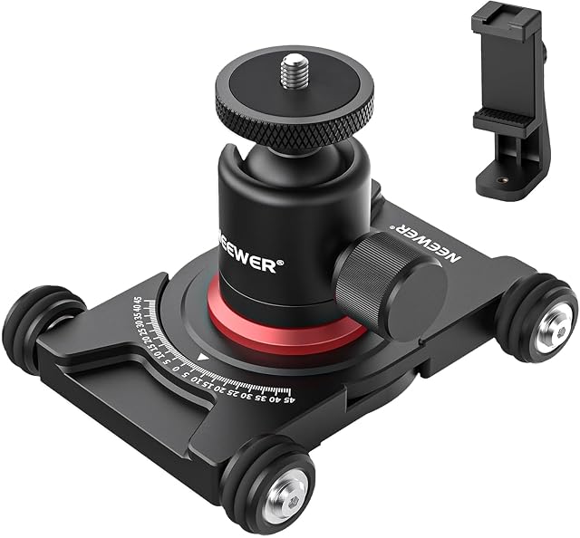 Dolly per fotocamera NEEWER SD001 con quattro ruote gommate e una piccola testa a sfera