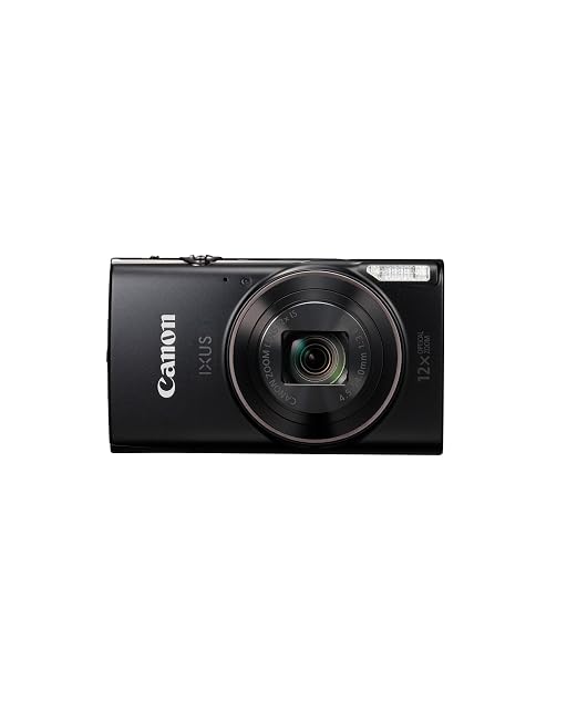 Compatta sottile nera Canon IXUS 285 HS con corpo in metallo e obiettivo rientrato