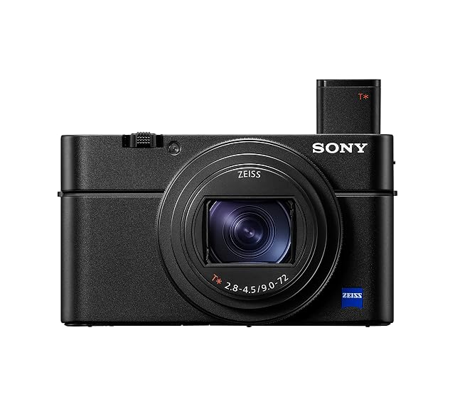 Compatta tascabile nera Sony RX100 VII con lo zoom Zeiss esteso