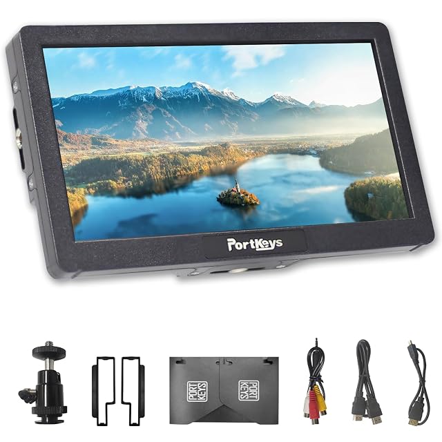 Monitor da campo Portkeys HD7H con il parasole montato, con i falsi colori a schermo