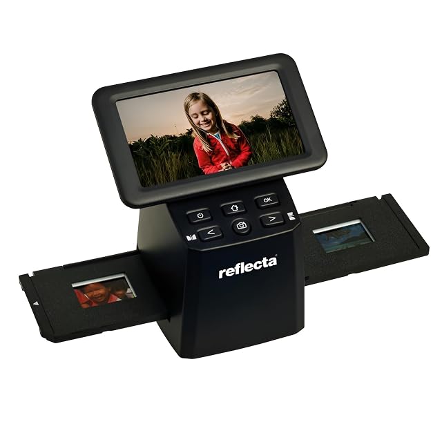 Reflecta x33-Scan con lo schermo IPS da cinque pollici in anteprima su un negativo a colori