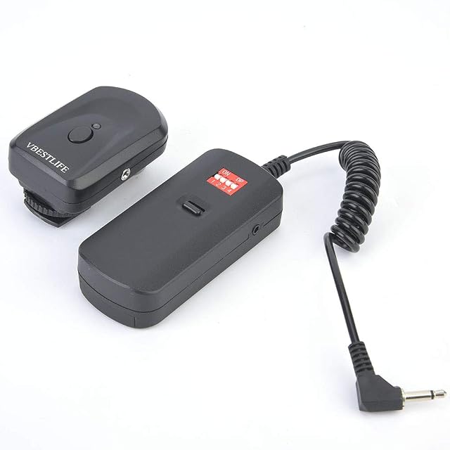 Coppia trasmettitore e ricevitore del trigger per flash VBESTLIFE in nero con adattatore sincro