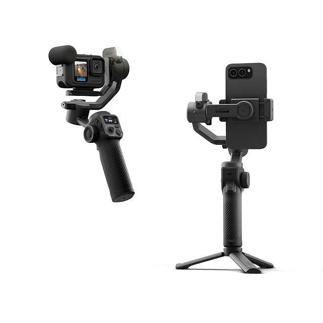 Gimbal a tre assi GoPro Fluid Pro AI con modulo di tracking IA e supporto per telefono