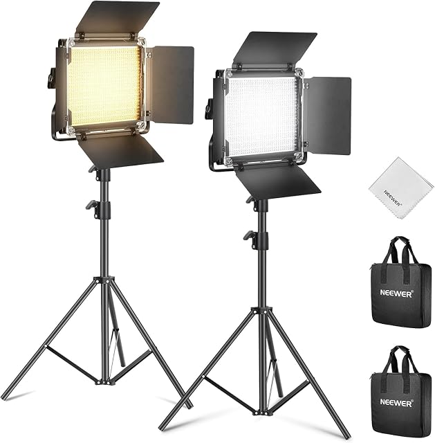 Coppia di pannelli LED NEEWER 660 con alette su stativi in alluminio