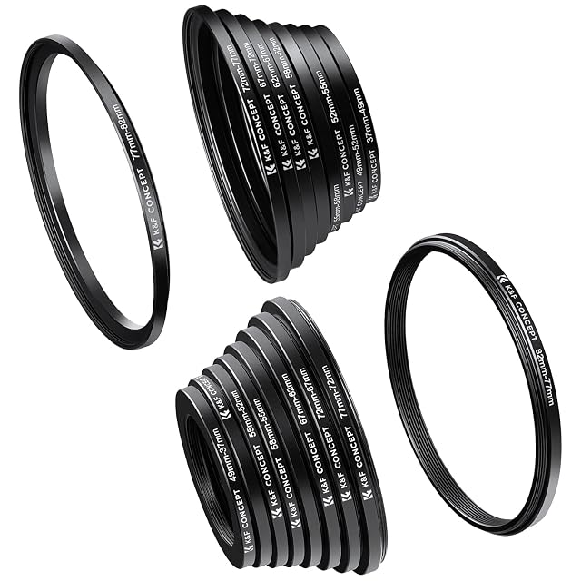 Set di diciotto anelli portafiltro K&F Concept nelle sue due file da nove