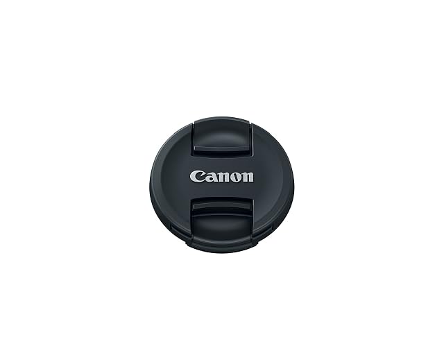 Tappo per obiettivo Canon E-58II nero appoggiato con il fronte in su