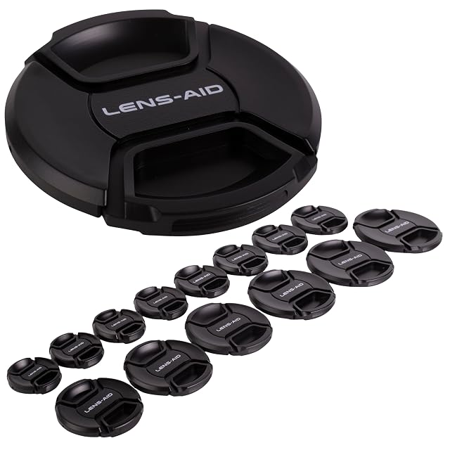 Tappo per obiettivo universale LENS-AID che mostra la pressione centrale e il bordo esterno zigrinato