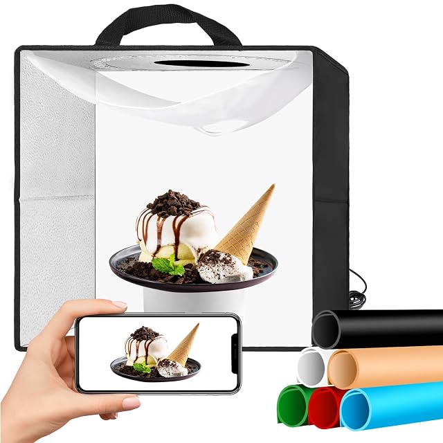 Tenda luminosa EMART da 40 cm con maniglia da trasporto, sfondi e cavo USB