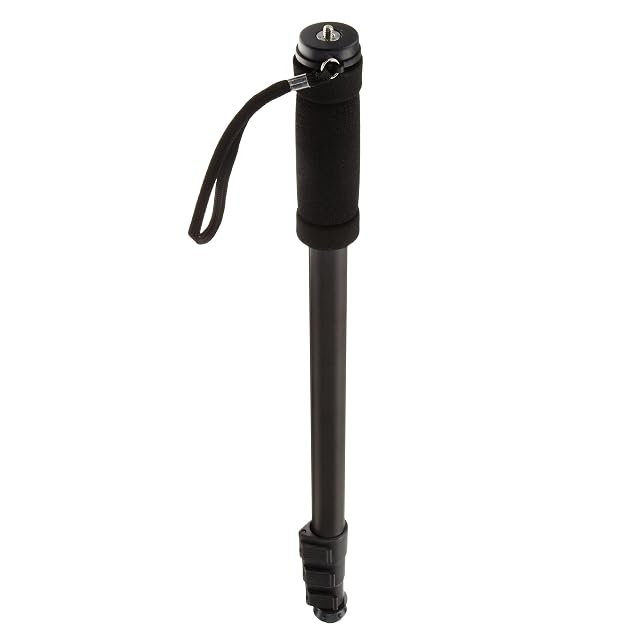 Monopiede telescopico Amazon Basics in alluminio nero con impugnatura imbottita e laccio da polso