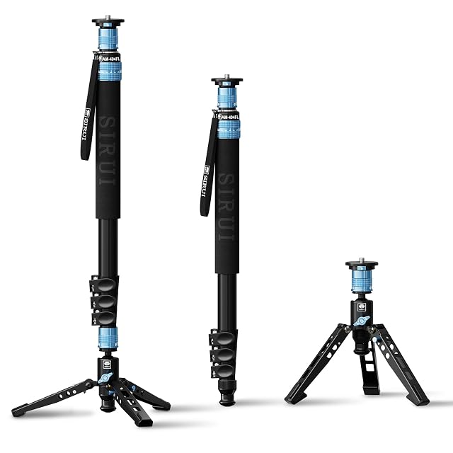 Monopiede SIRUI AM-404FL con la base tre in uno aperta e il collare a sgancio rapido