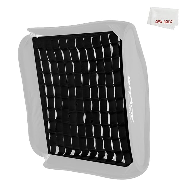 Griglia a nido d’ape nera AMBITFUL stesa, dimensionata per un softbox da 60 per 60 cm