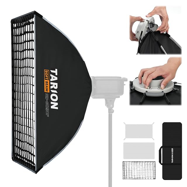 Softbox strip TARION SQ-6090F con la griglia a nido d’ape e le fibbie laterali