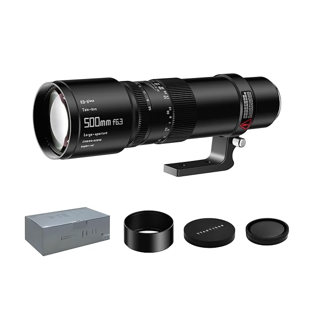 Super tele fisso TTARTISAN 500mm F6.3 nero con l’anello per treppiede attorno al barilotto