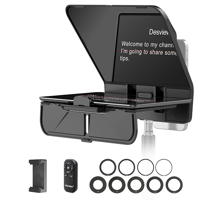 Gobbo Desview T5 con un tablet montato e i suoi anelli adattatori disposti accanto